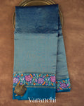 Teal Blue Masharu Bordere D Pure Katan Silk Handloom Saree