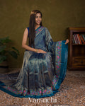 Teal Blue Masharu Bordere D Pure Katan Silk Handloom Saree