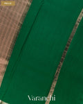 Deep Beige Striped Pure Katan Silk Saree — Pallu