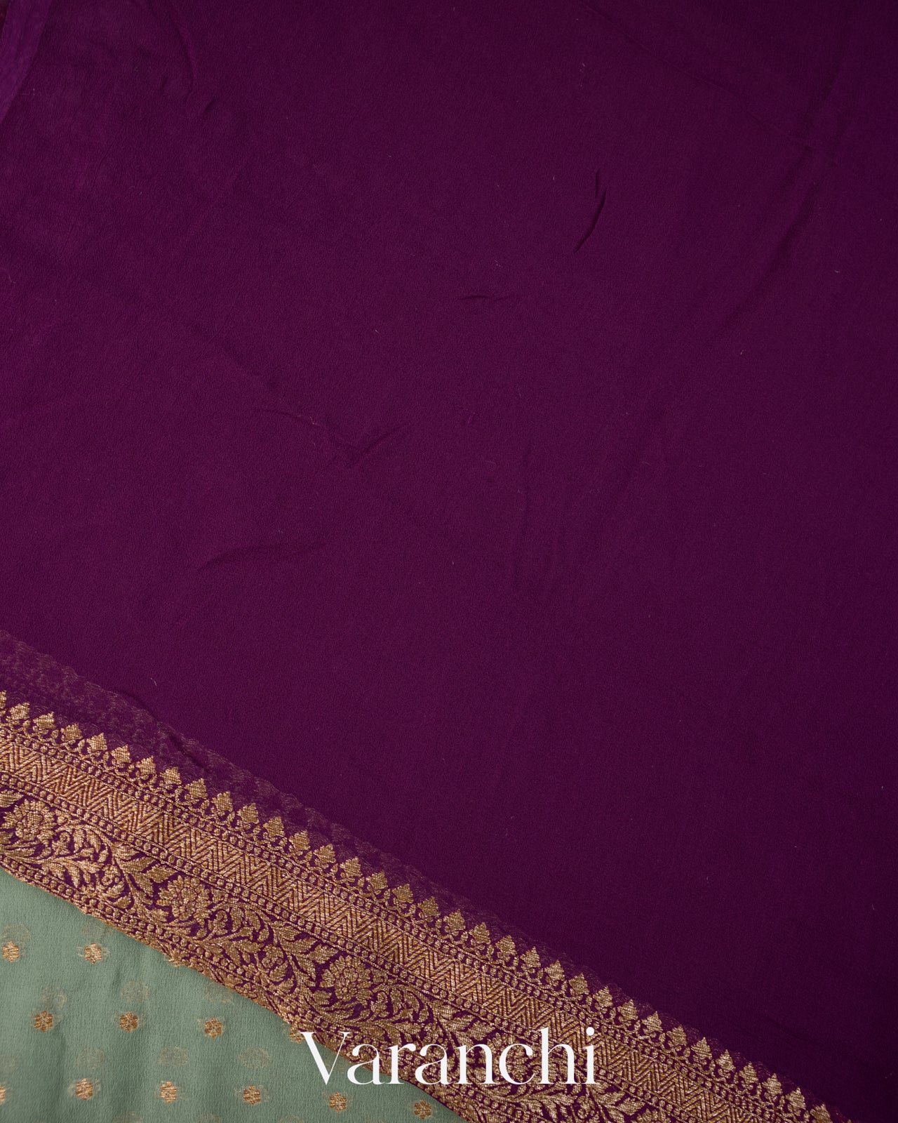 Sage Green Pure Khaddi Georgette Silk Handloom Saree