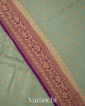 Sage Green Pure Khaddi Georgette Silk Handloom Saree