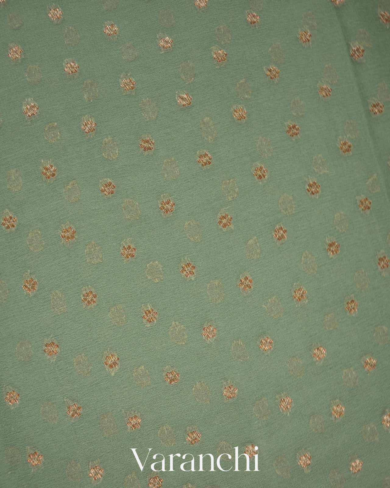 Sage Green Pure Khaddi Georgette Silk Handloom Saree