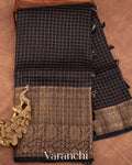 Black Pure Crush Kora Silk Saree