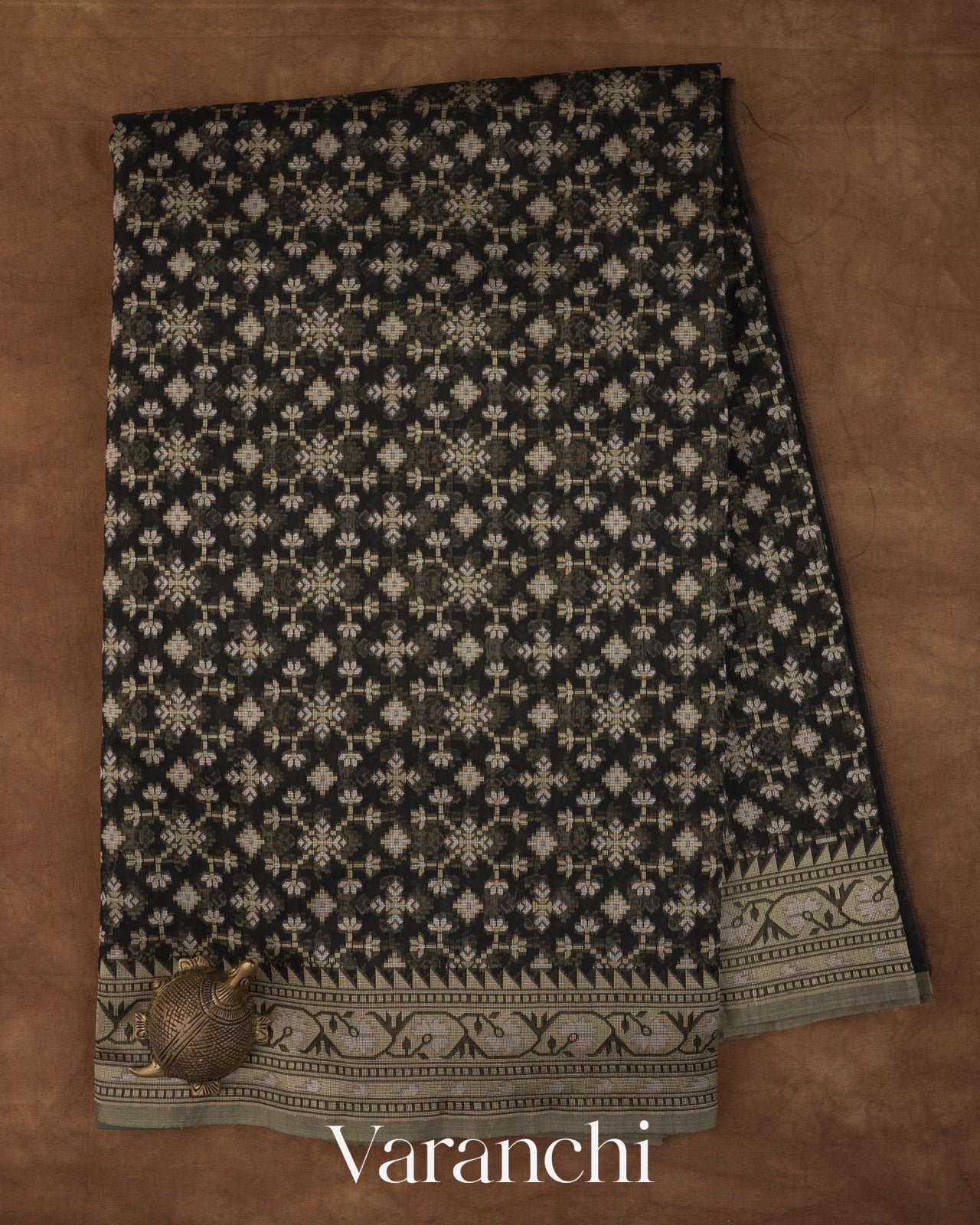 Black Jamdani Pure Kora Cotton Handloom Saree