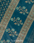 Deep Teal Blue Jamdani Pure Kora Silk Cotton Saree