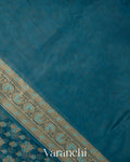 Deep Teal Blue Jamdani Pure Kora Silk Cotton Saree
