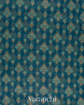 Deep Teal Blue Jamdani Pure Kora Silk Cotton Saree