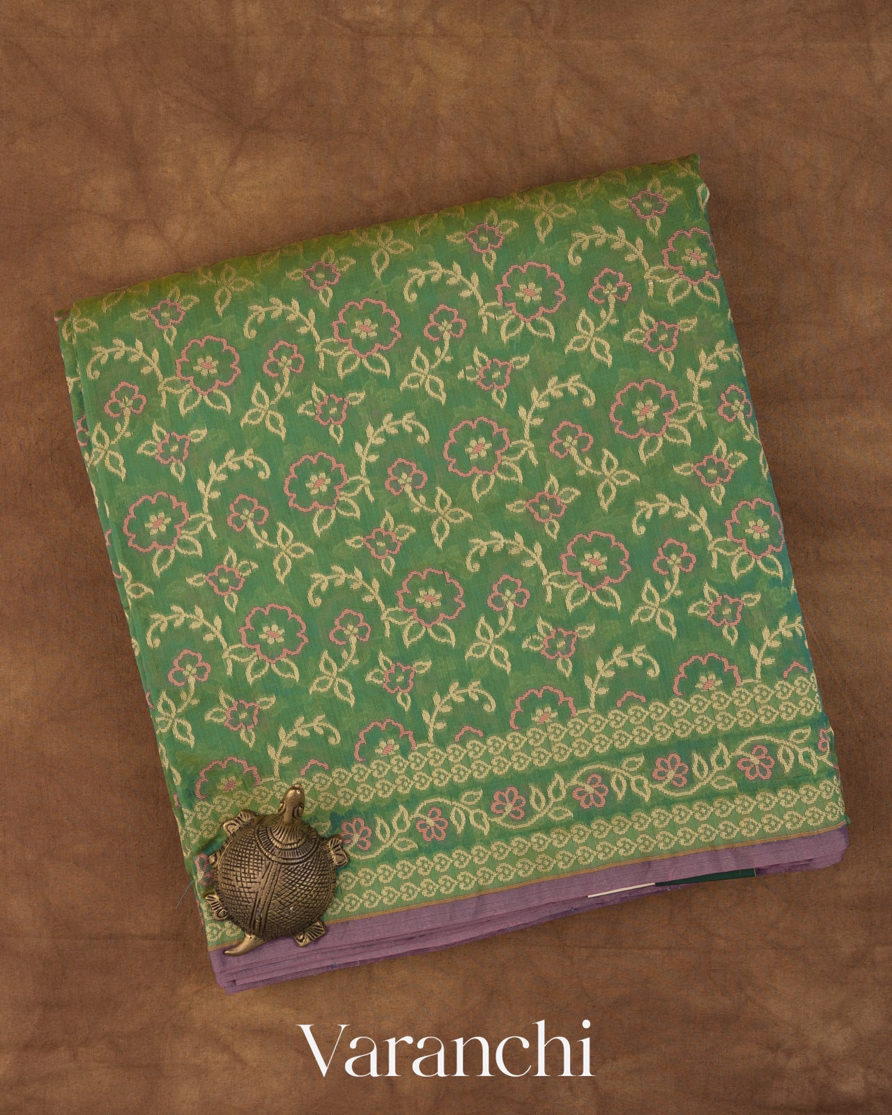 Fern Green Jamdani Pure Kora Cotton Handloom Saree
