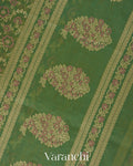 Fern Green Jamdani Pure Kora Cotton Handloom Saree