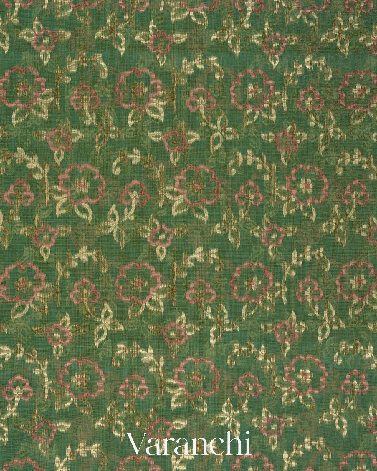 Fern Green Jamdani Pure Kora Cotton Handloom Saree