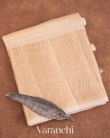 Off White Pure Crush Kora Silk Saree