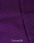 Violet Checkered Pure Kora Silk Saree