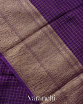 Violet Checkered Pure Kora Silk Saree