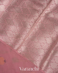 Dusty Pink Embroidered Pure Kora Silk Saree