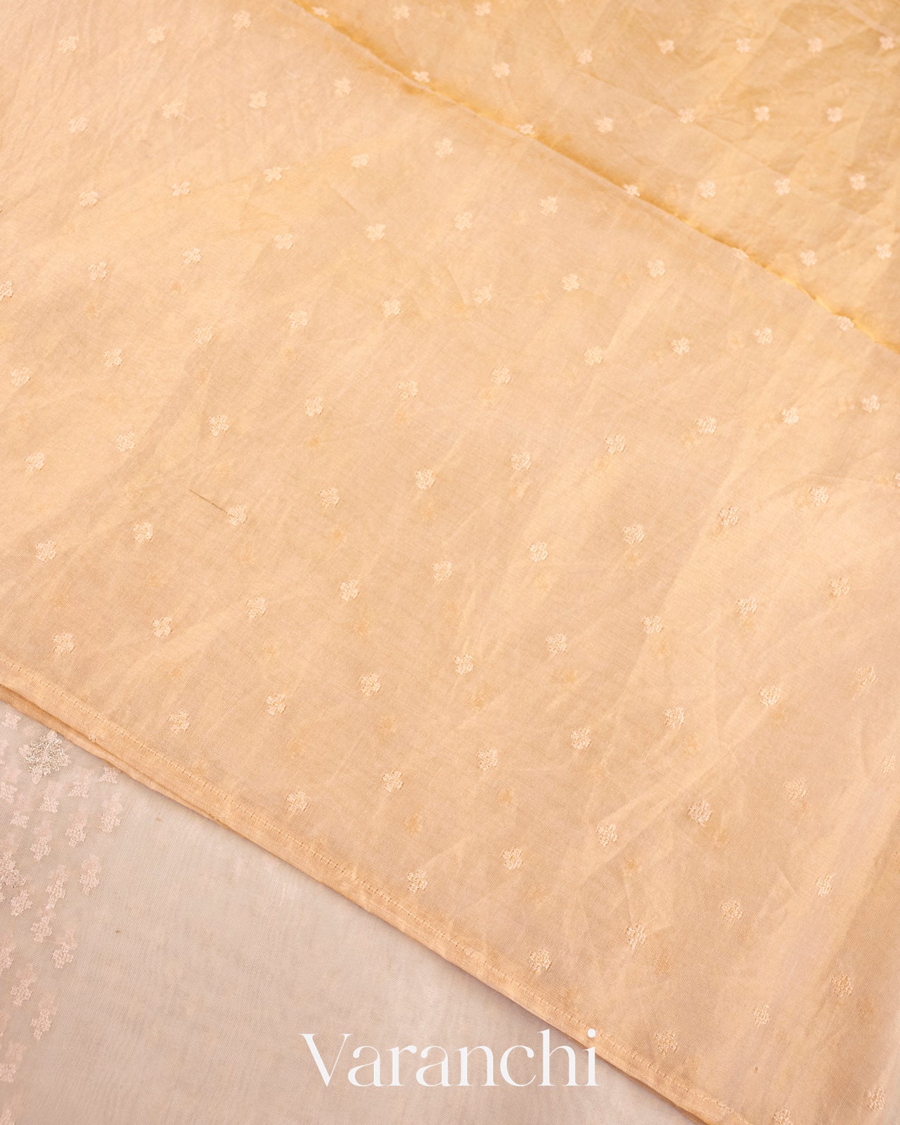 Off White Tissue Applique and Embroidered Pure Kora Silk Saree 