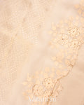 Off White Tissue Applique and Embroidered Pure Kora Silk Saree 
