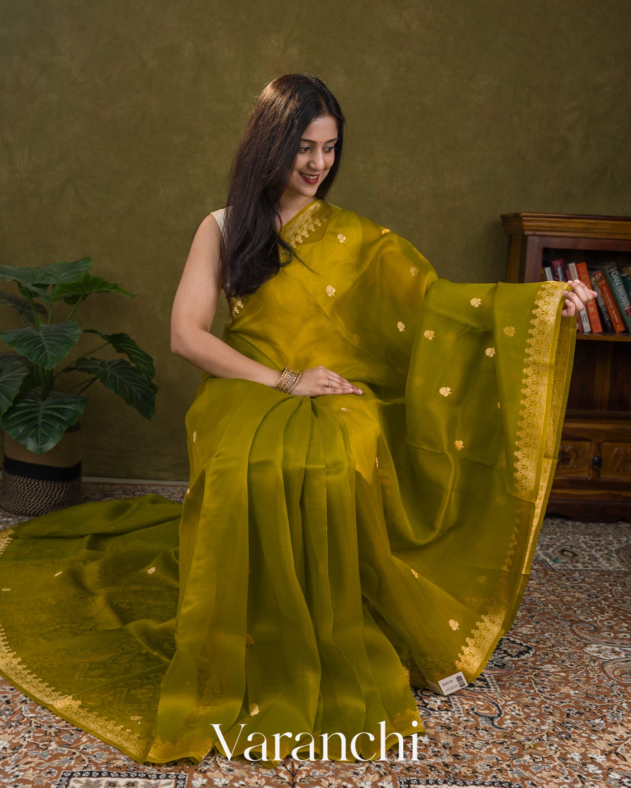Mehandi Green Pure Kora Silk Handloom Saree