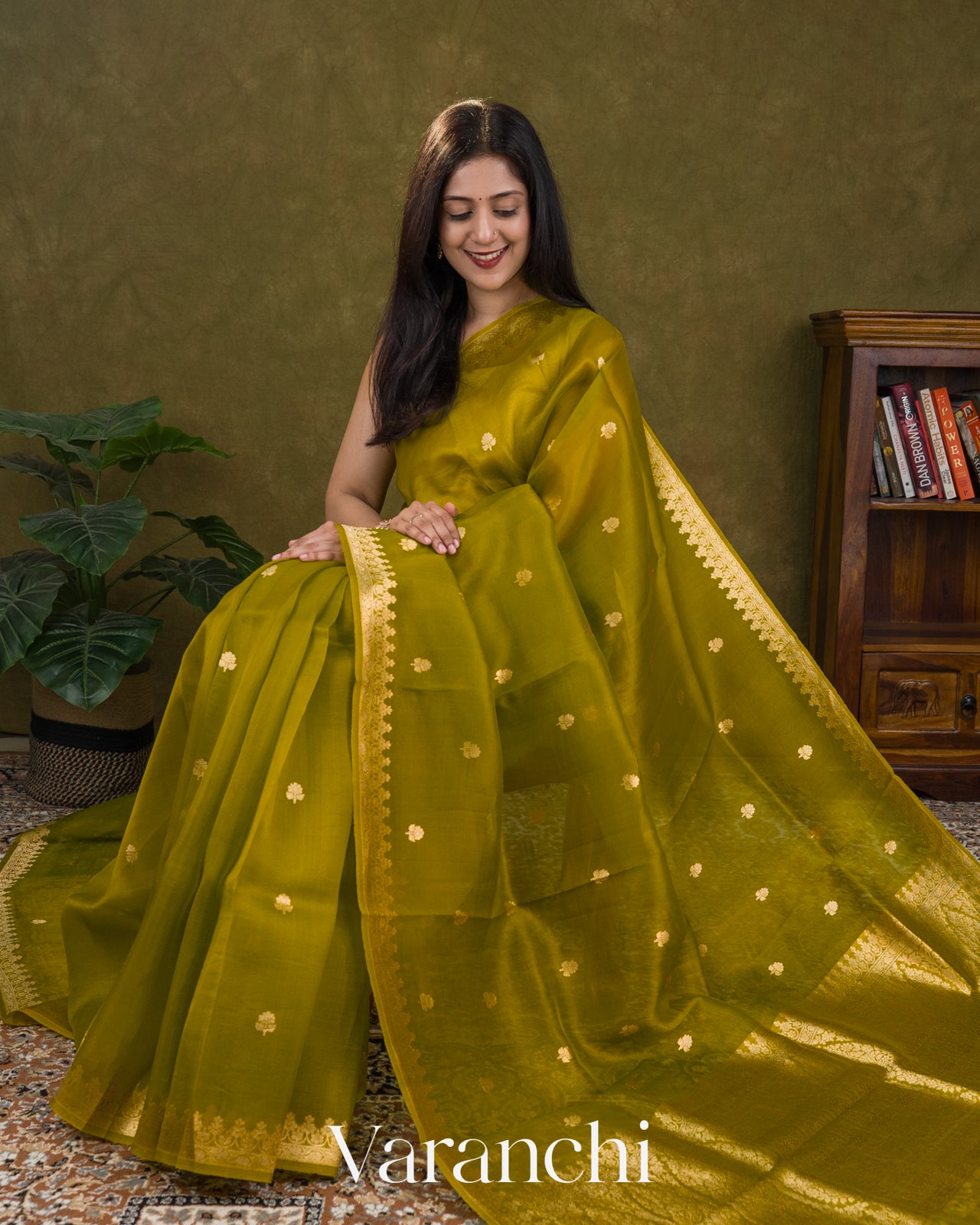 Mehandi Green Pure Kora Silk Handloom Saree