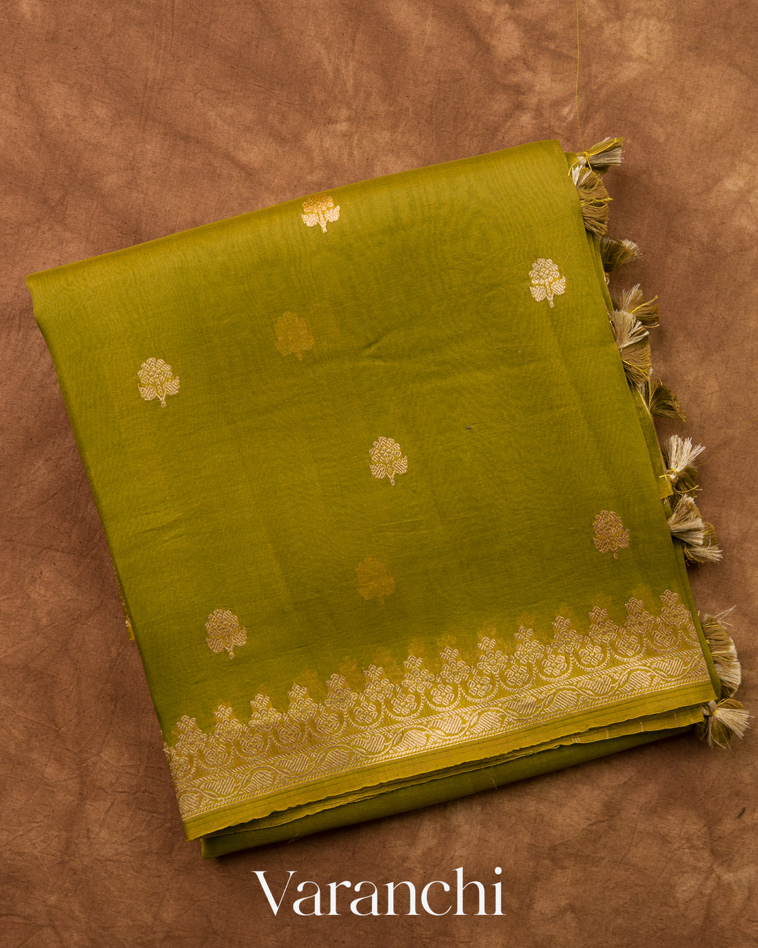 Mehandi Green Pure Kora Silk Handloom Saree