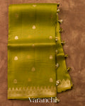 Mehandi Green Pure Kora Silk Handloom Saree