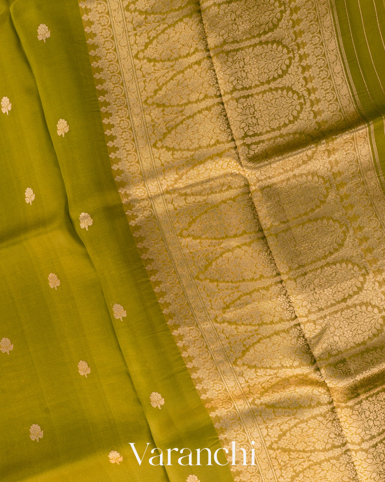 Mehandi Green Pure Kora Silk Handloom Saree