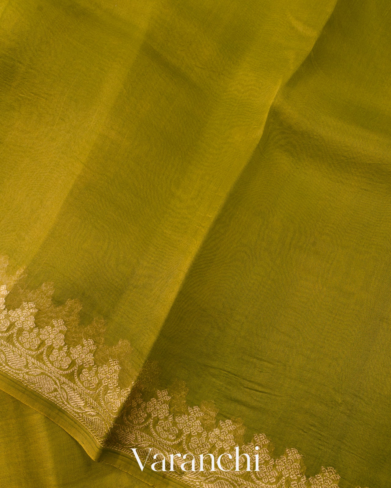 Mehandi Green Pure Kora Silk Handloom Saree