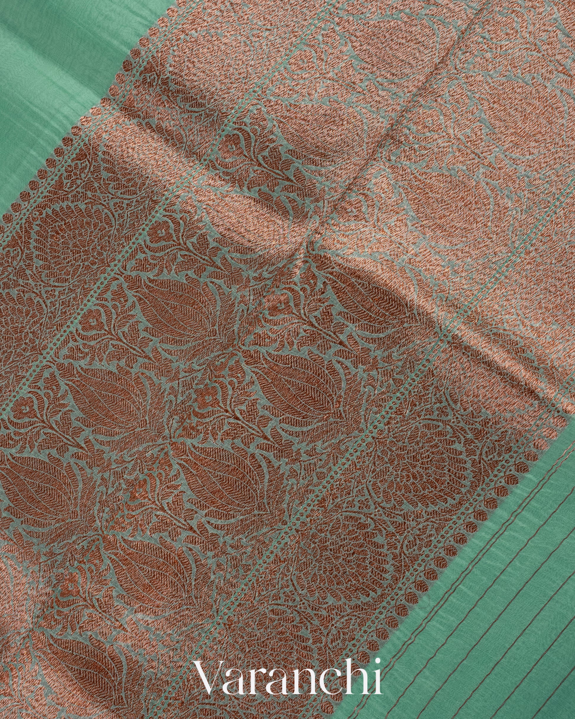 Mint Green Pure Kora Silk Handloom Saree