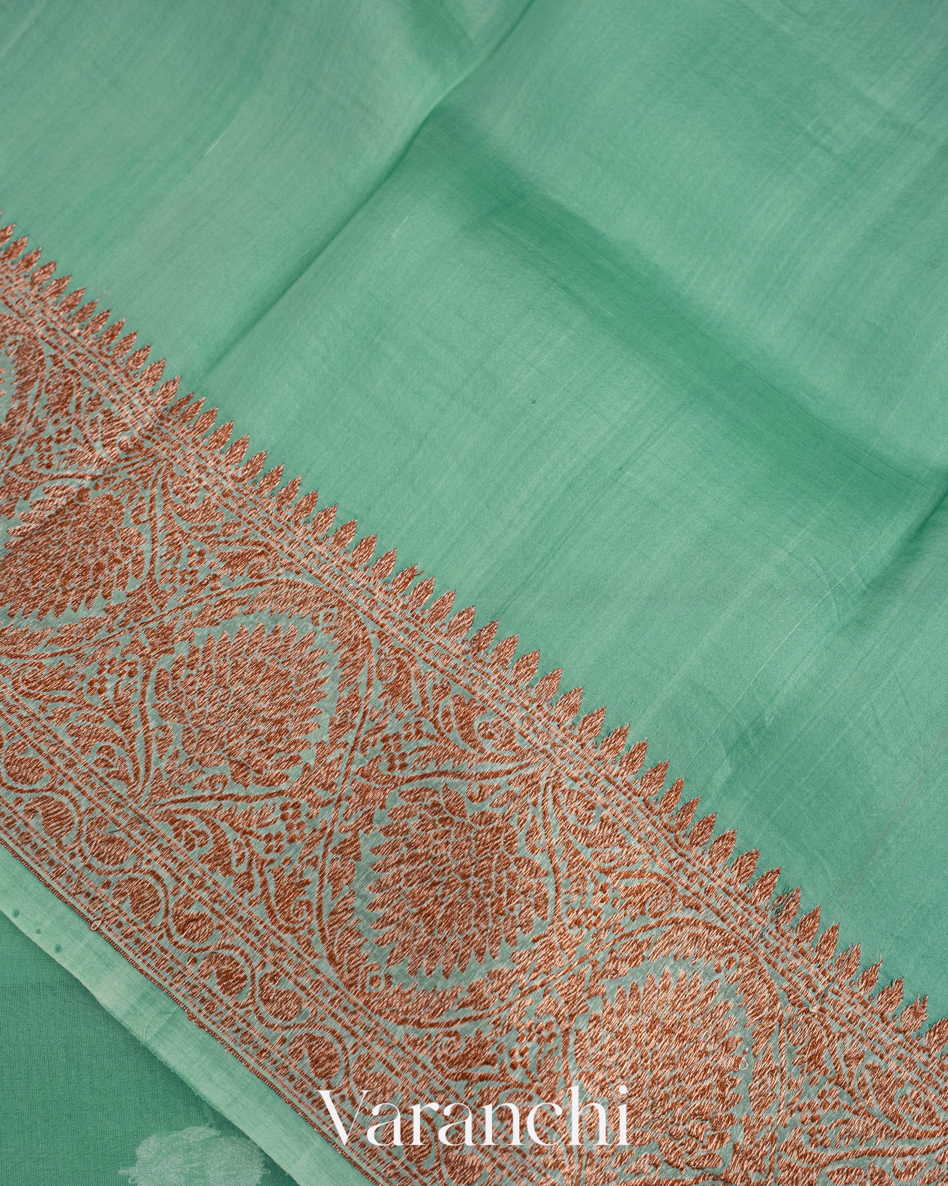 Mint Green Pure Kora Silk Handloom Saree