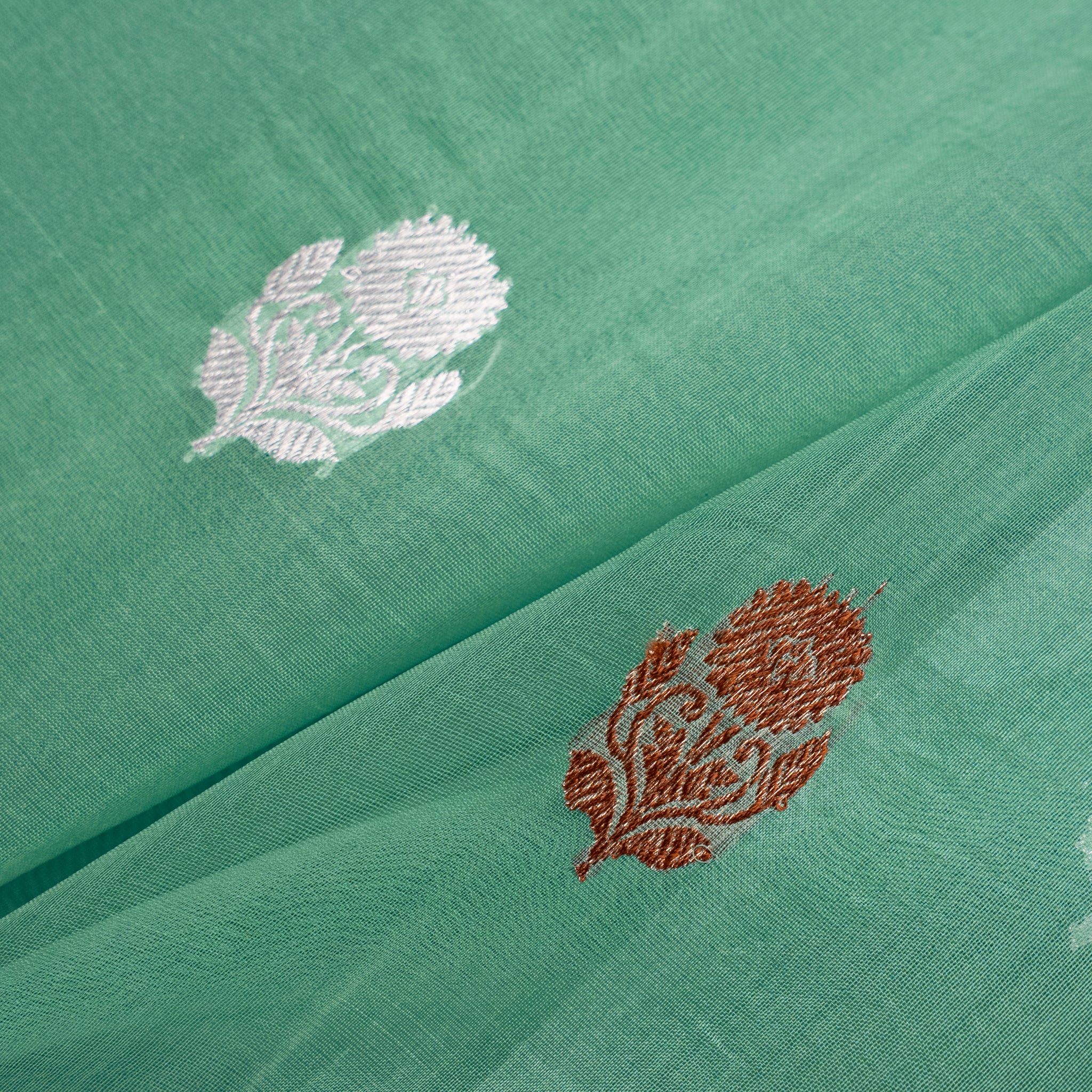 Mint Green Pure Kora Silk Handloom Saree