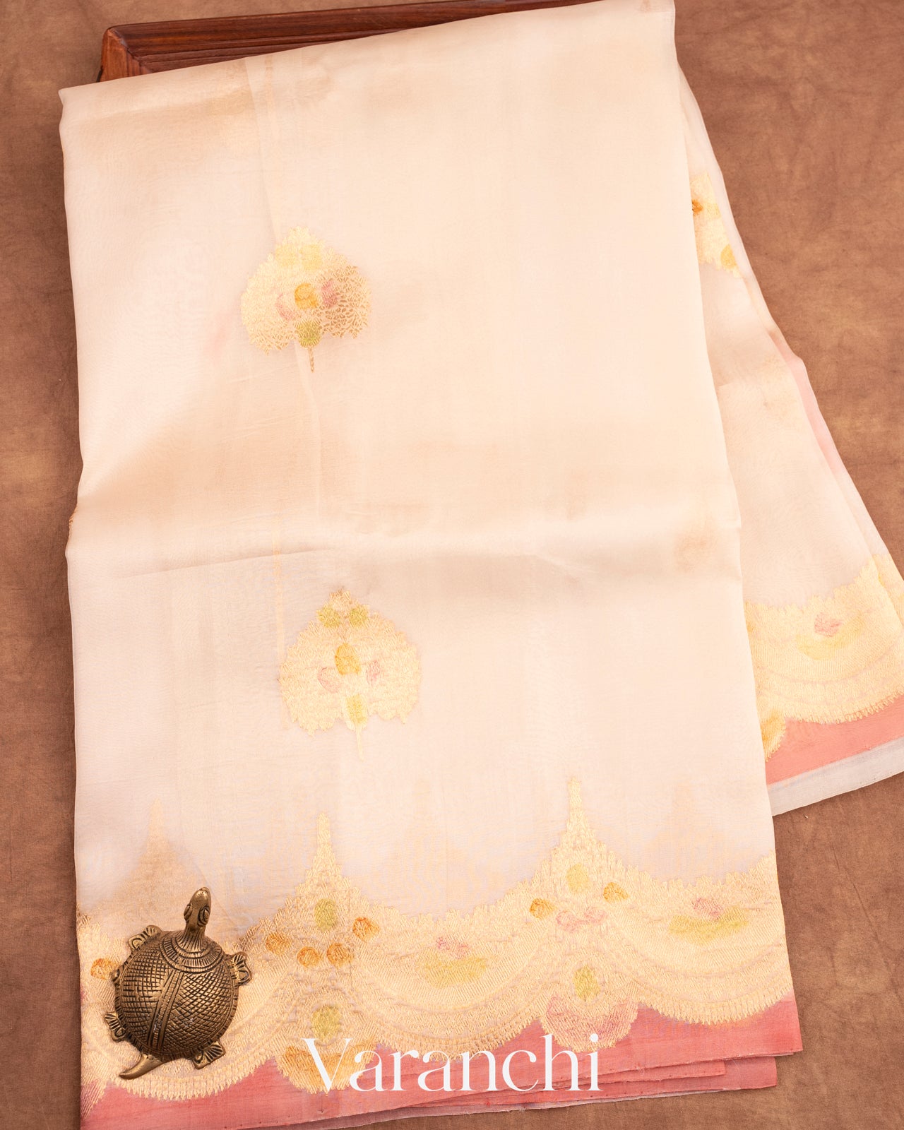 Off-white Pure Kora Silk Handloom Saree