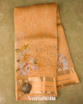 Muskmelon Orange Floral Printed Pure Kora Silk Saree