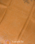 Muskmelon Orange Floral Printed Pure Kora Silk Saree