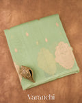 Mint Green Borderless Pure Kora Silk Handloom Saree
