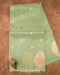 Mint Green Borderless Pure Kora Silk Handloom Saree