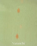 Mint Green Borderless Pure Kora Silk Handloom Saree