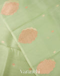 Mint Green Borderless Pure Kora Silk Handloom Saree