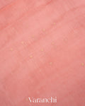 Baby Pink Cross Stitch Embroidered Pure Kora Silk Saree