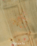 Sage Green Floral Printed Pure Kora Silk Saree