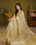 Light Mustard Paithani Embroidered Pure Tissue Kora Silk Saree