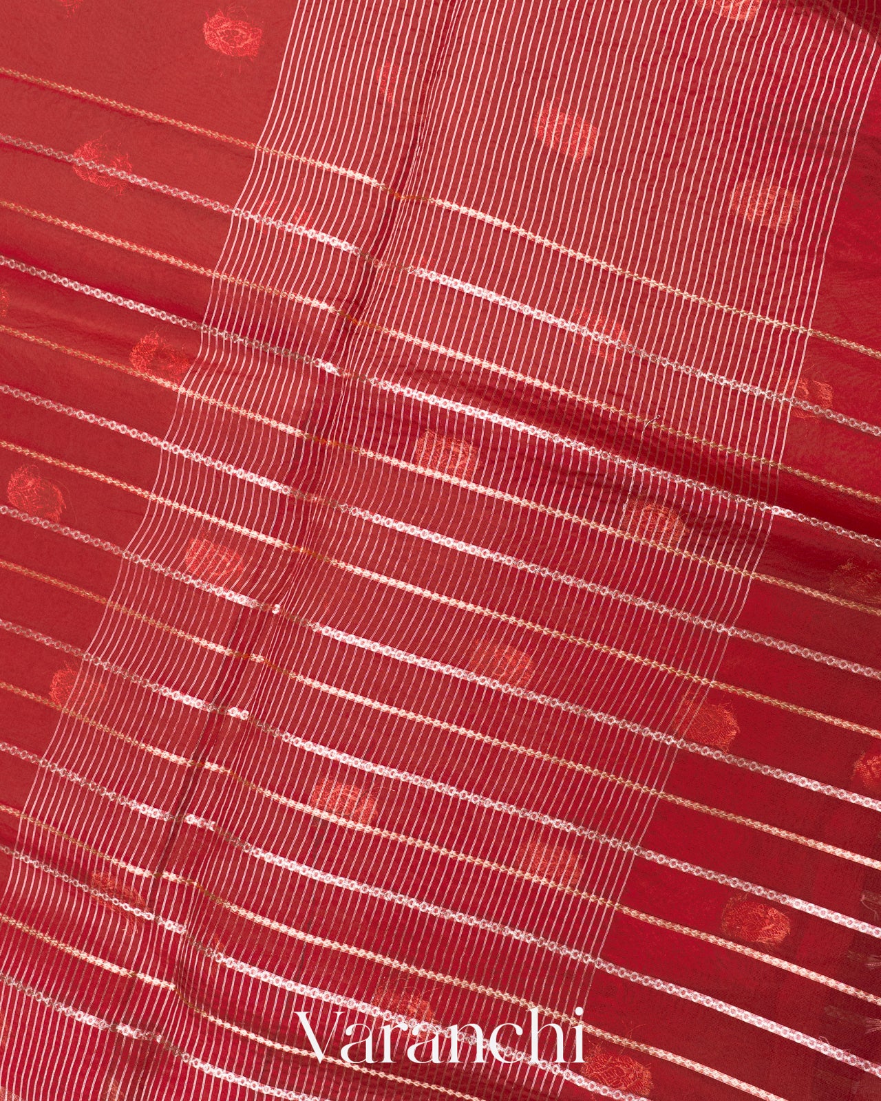 Maroon Tissue Pure Kora Silk Saree