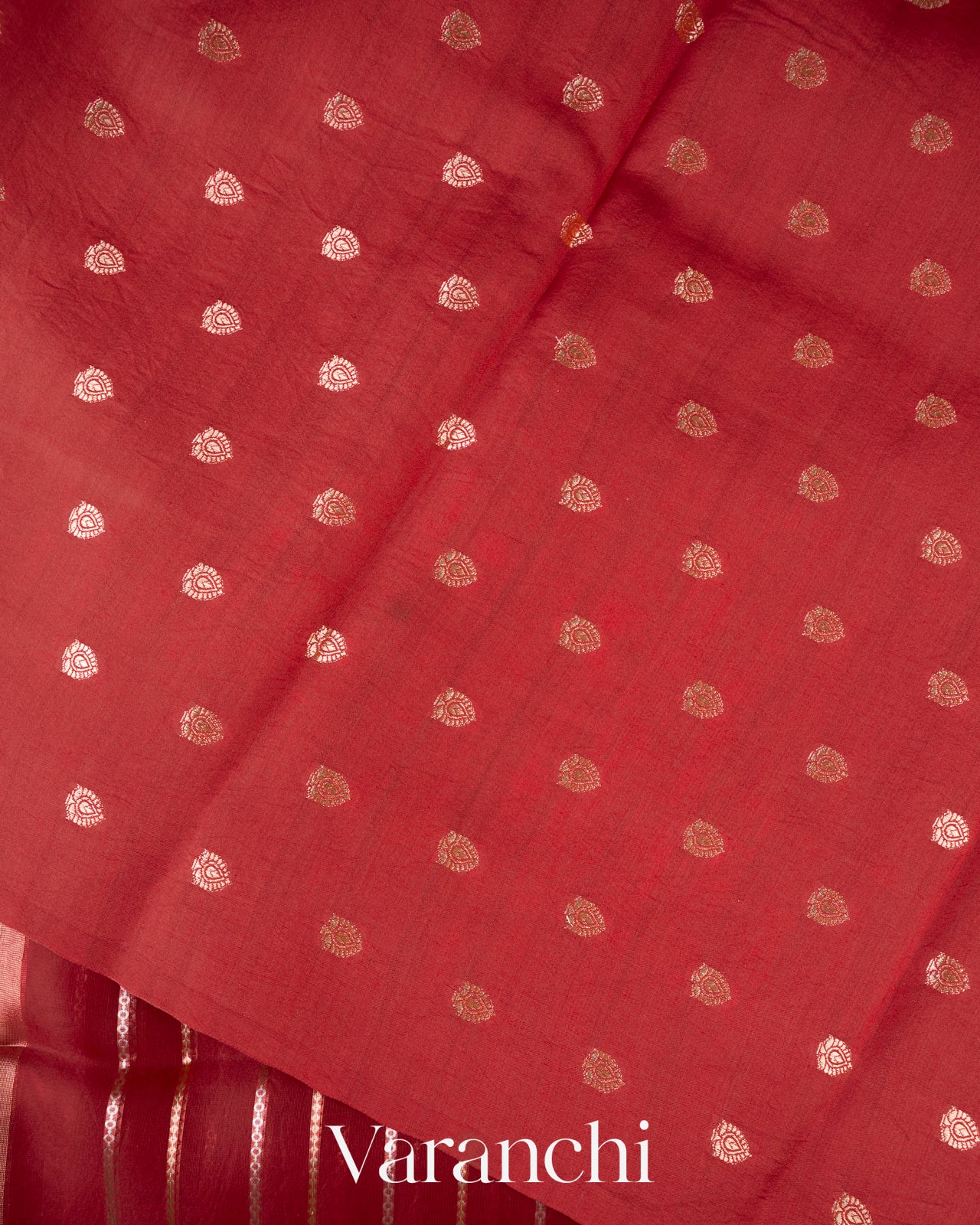 Maroon Tissue Pure Kora Silk Saree