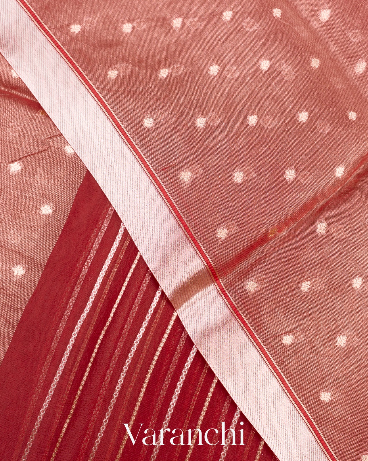 Maroon Tissue Pure Kora Silk Saree