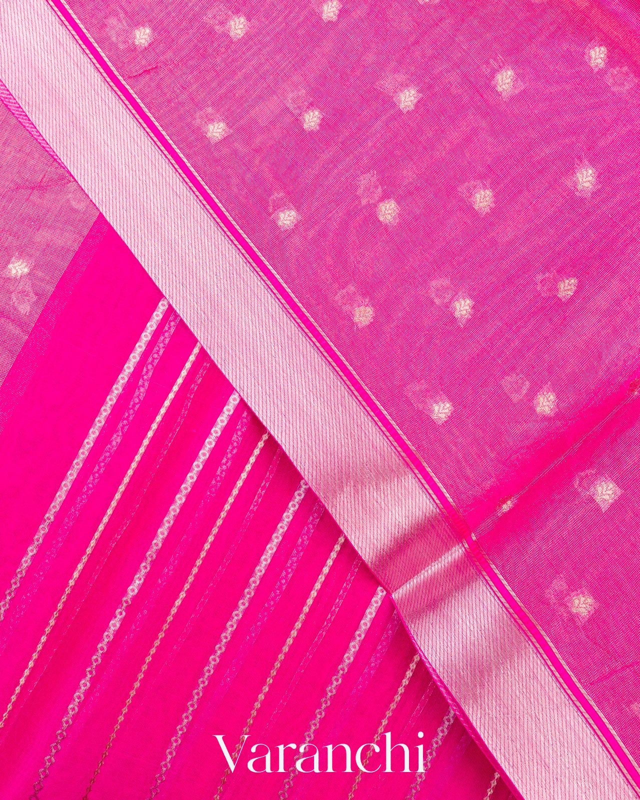 Rani Pink Tissue Pure Kora Silk Saree
