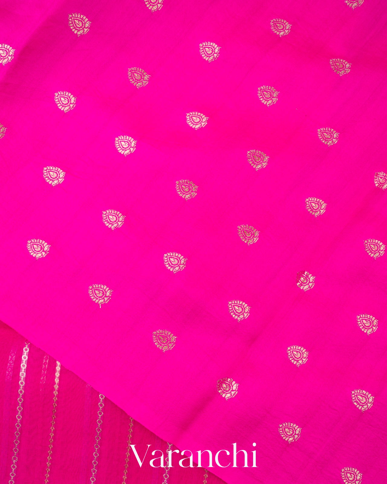 Rani Pink Tissue Pure Kora Silk Saree