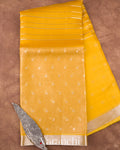 Bright Yellow Tissue Pure Kora Silk Saree