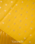 Bright Yellow Tissue Pure Kora Silk Saree