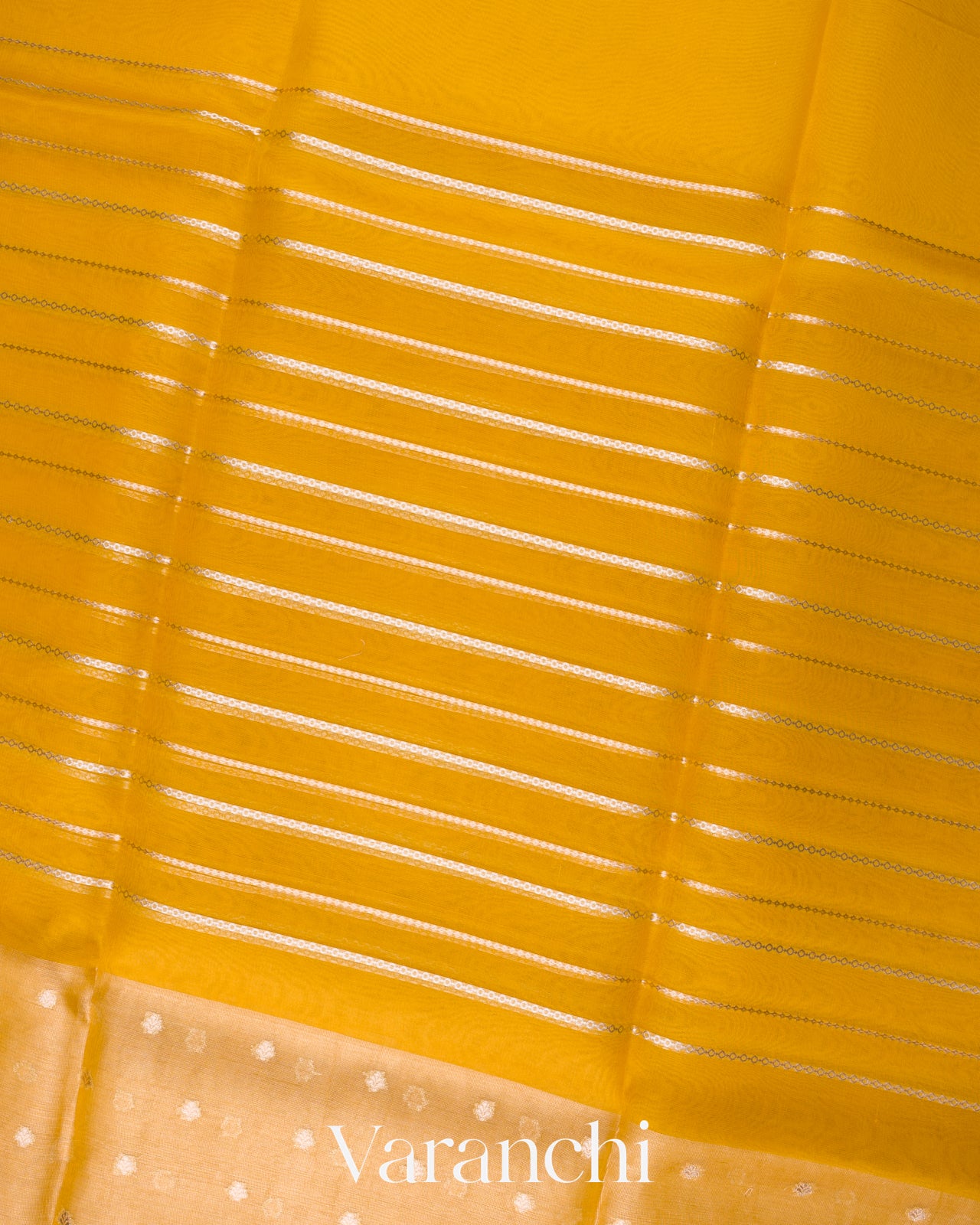 Bright Yellow Tissue Pure Kora Silk Saree