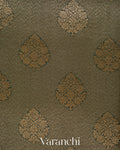 Bottle Green Floral Butta Pure Kora Silk Saree