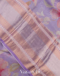 lavender–lilac Floral Printed Pure Kora Silk Saree