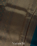 Teal Blue Floral Jaal Pure Kora Silk Saree